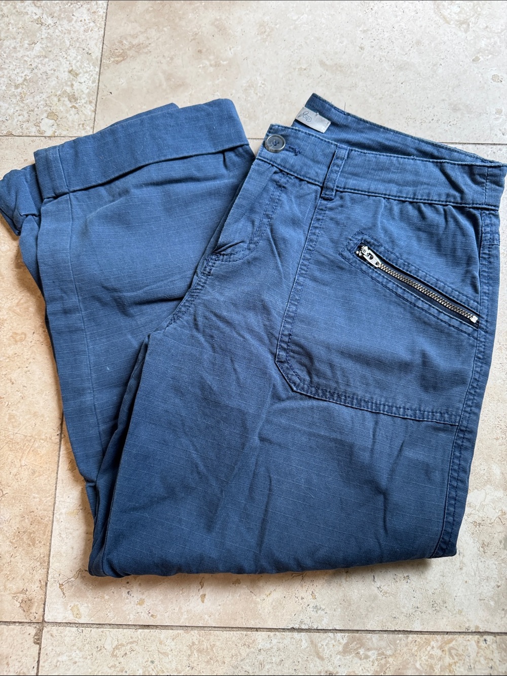 Joie Navy Casual Cropped Zip-Pocket Pants